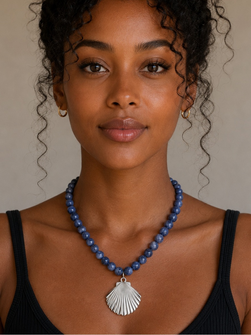 Azure Beaded Shell Necklace